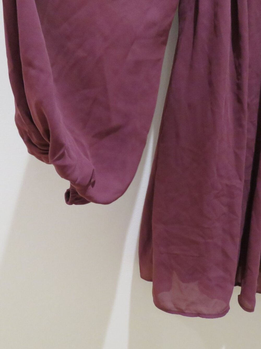 ABERCROMBIE & FITCH Emerson Chiffon Puff Sleeve Mini Dress in Mauve Large Petite - Picture 6 of 11